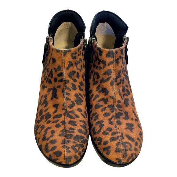 Alegria Sloan Leather Ankle Boots Womens 37 7-7.5 Wedge Leopard Work Comfort Zip - Picture 4 of 9